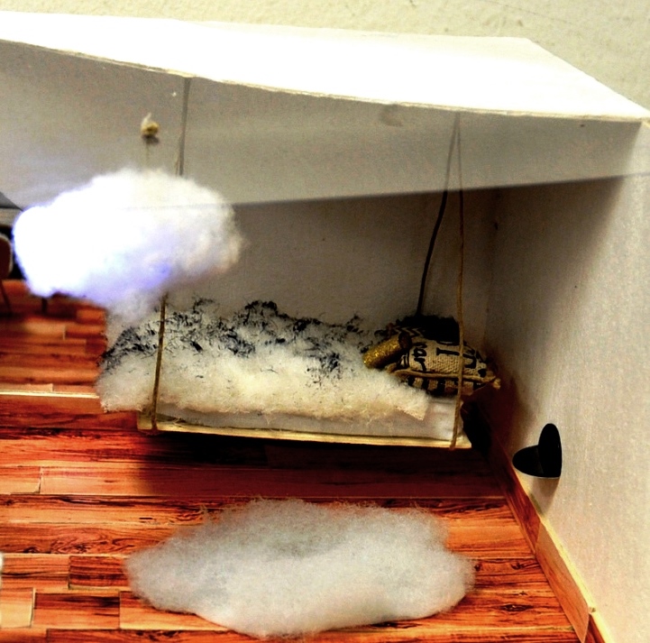 חדר חלומות נוסף שעיצב ילד: מיטת נדנדה מרחפת מעל ענן